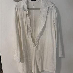SHEIN Classic White Shirt Romper Cover up